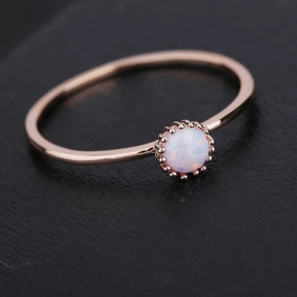 NEW Round Opal Rose Gold Ring - Picture 7 of 8